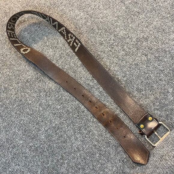 Frankie Morello Embellished Studded Women\'s Size Large Brown Leather Belt